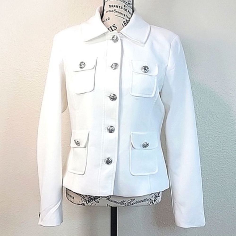 KARL LAGERFELD WHITE BUTTON DOWN BLAZER JACKET